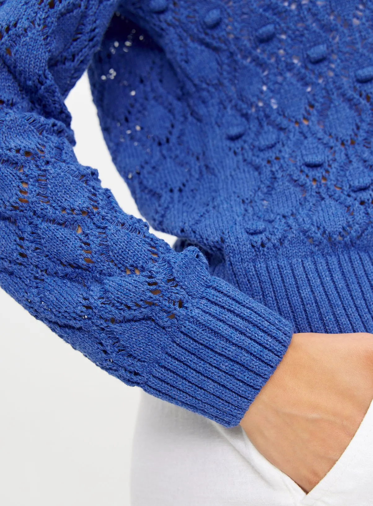 Blue Pointelle Bobble Crew Neck Jumper 10 | Shop Jumpers at Tu Clothing