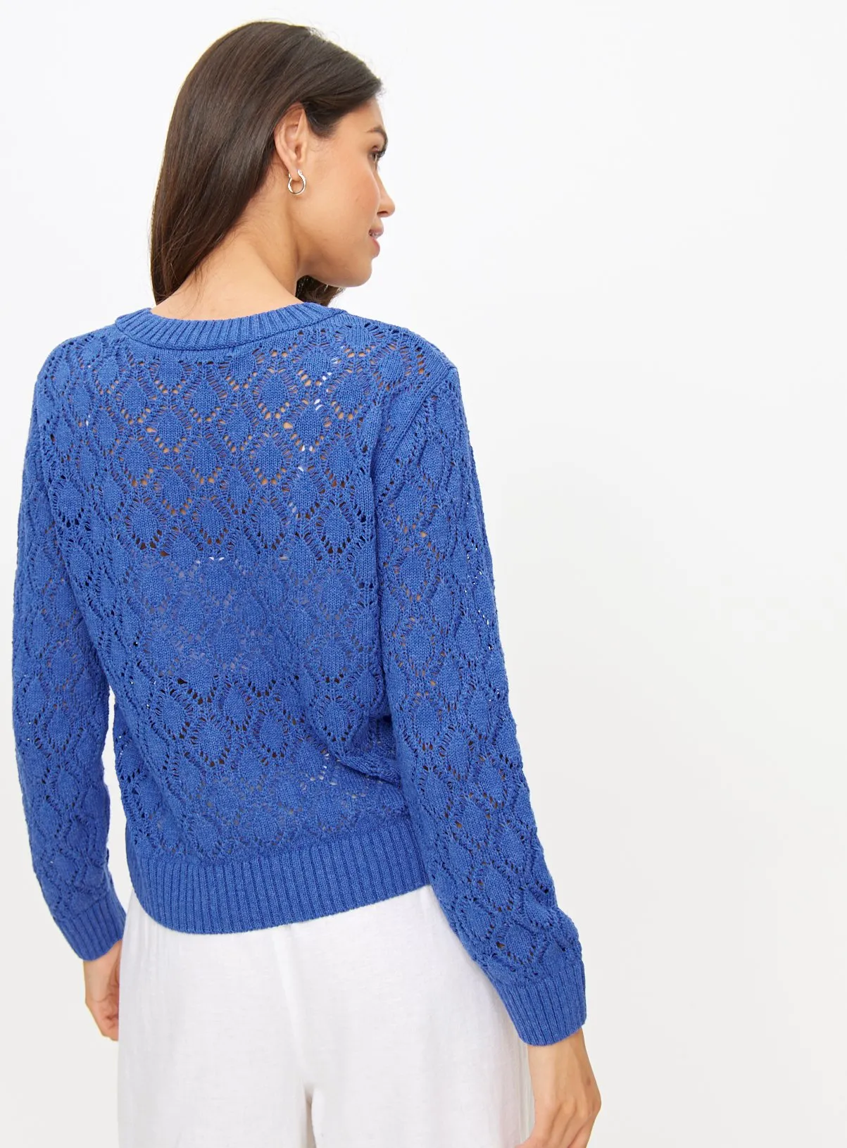 Blue Pointelle Bobble Crew Neck Jumper 10 | Shop Jumpers at Tu Clothing