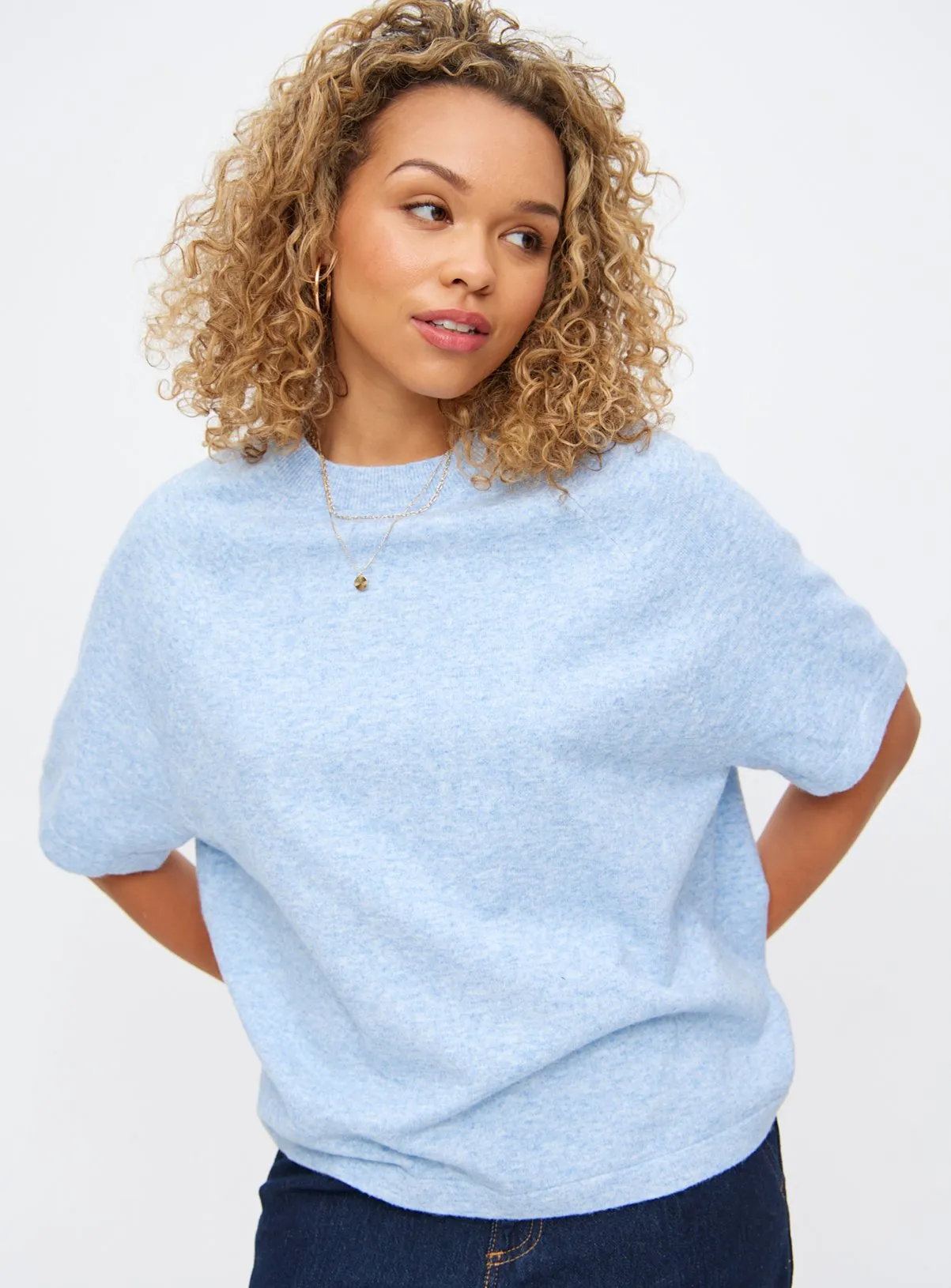 Blue Soft Yarn Wool Blend Raglan Jumper 14