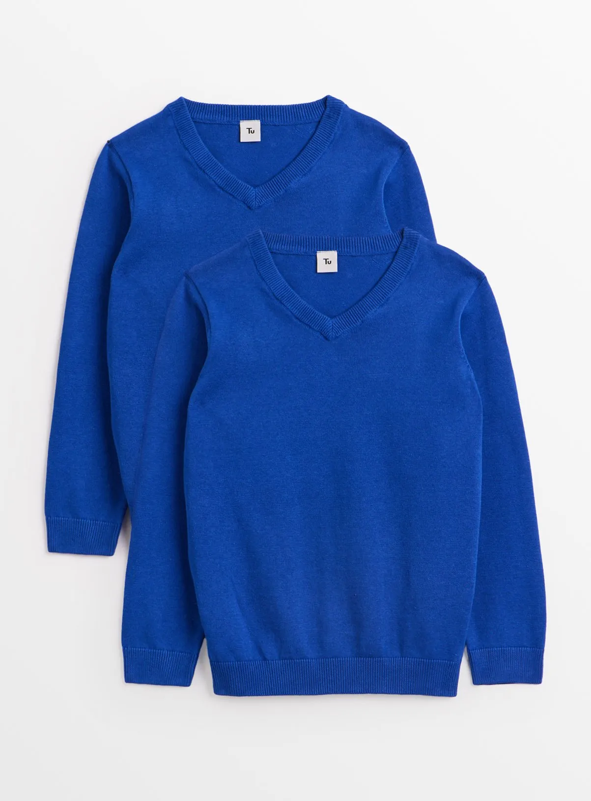 Blue Unisex V-Neck School Jumpers 2 Pack - Size 3 Years