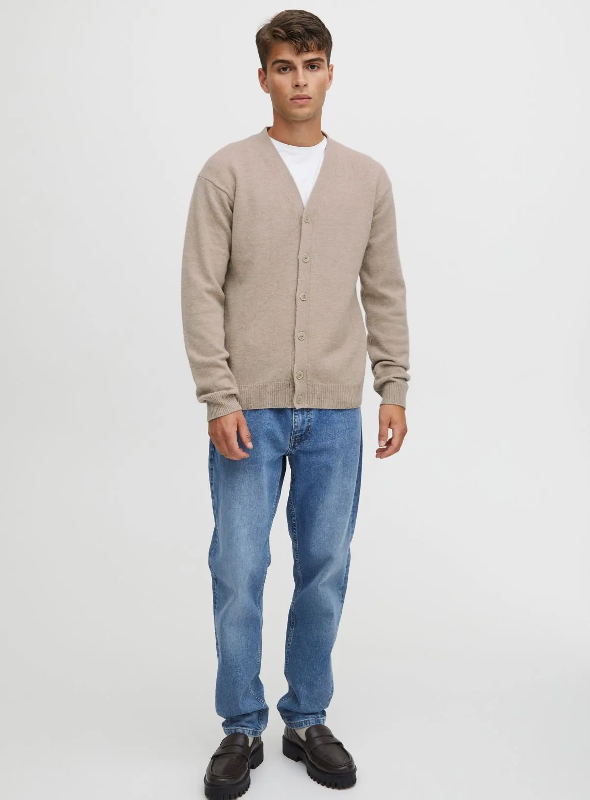 Purchase CASUAL FRIDAY Sand Lambswool Cardigan in XL