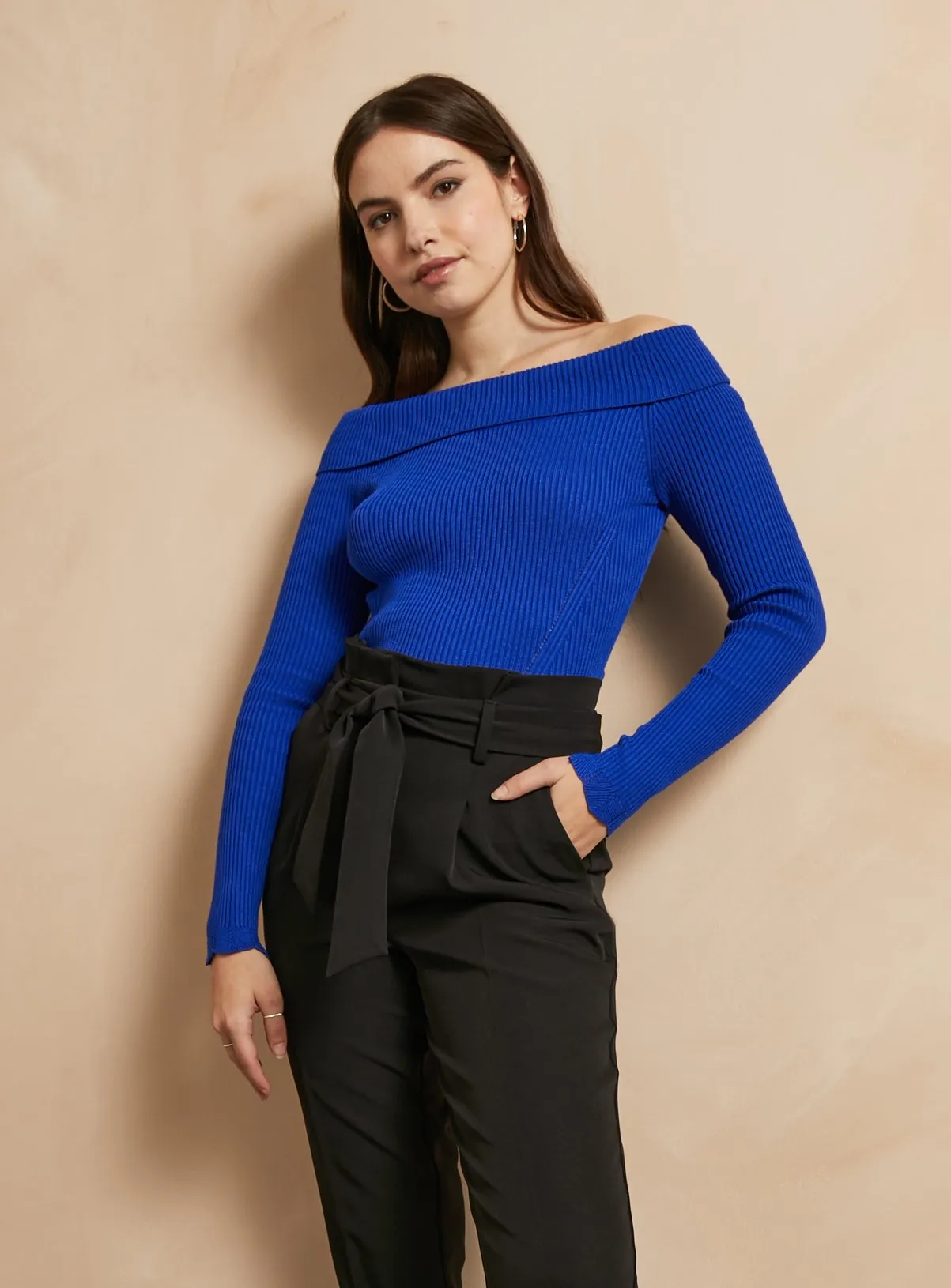 Buy EVERBELLE Blue Scallop Ribbed Knitted Jumper  16 | Jumpers | Tu