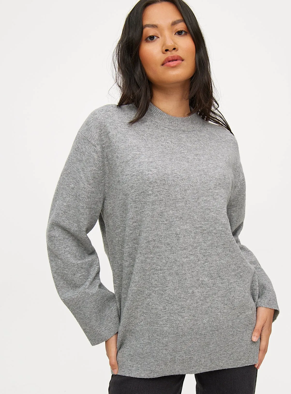 Buy Grey Cosy Yarn Relaxed Crew Neck Jumper 22 | Jumpers | Tu