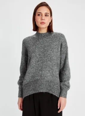 Grey Turtle Neck Split Hem Jumper. Shop Now.