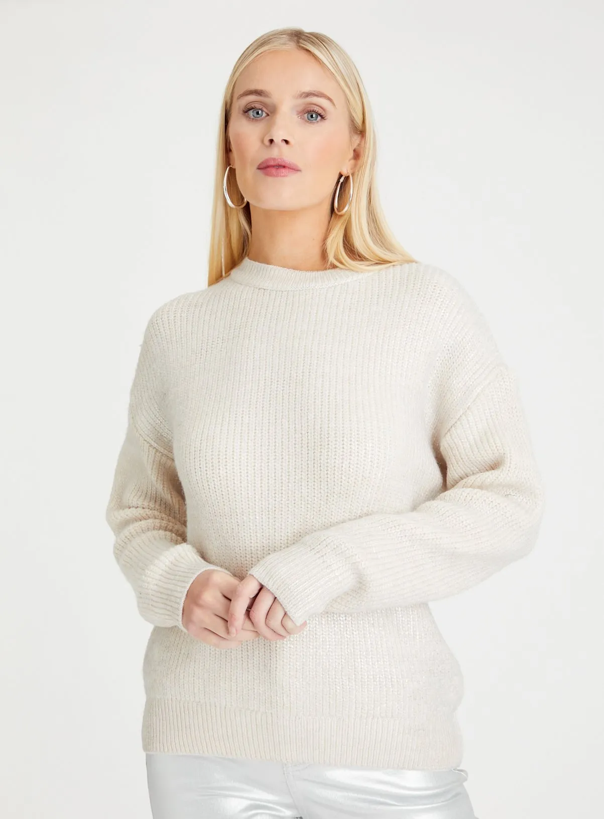 Metallic Cream Crew Neck Jumper 22 - Buy Online from Tu - Jumpers