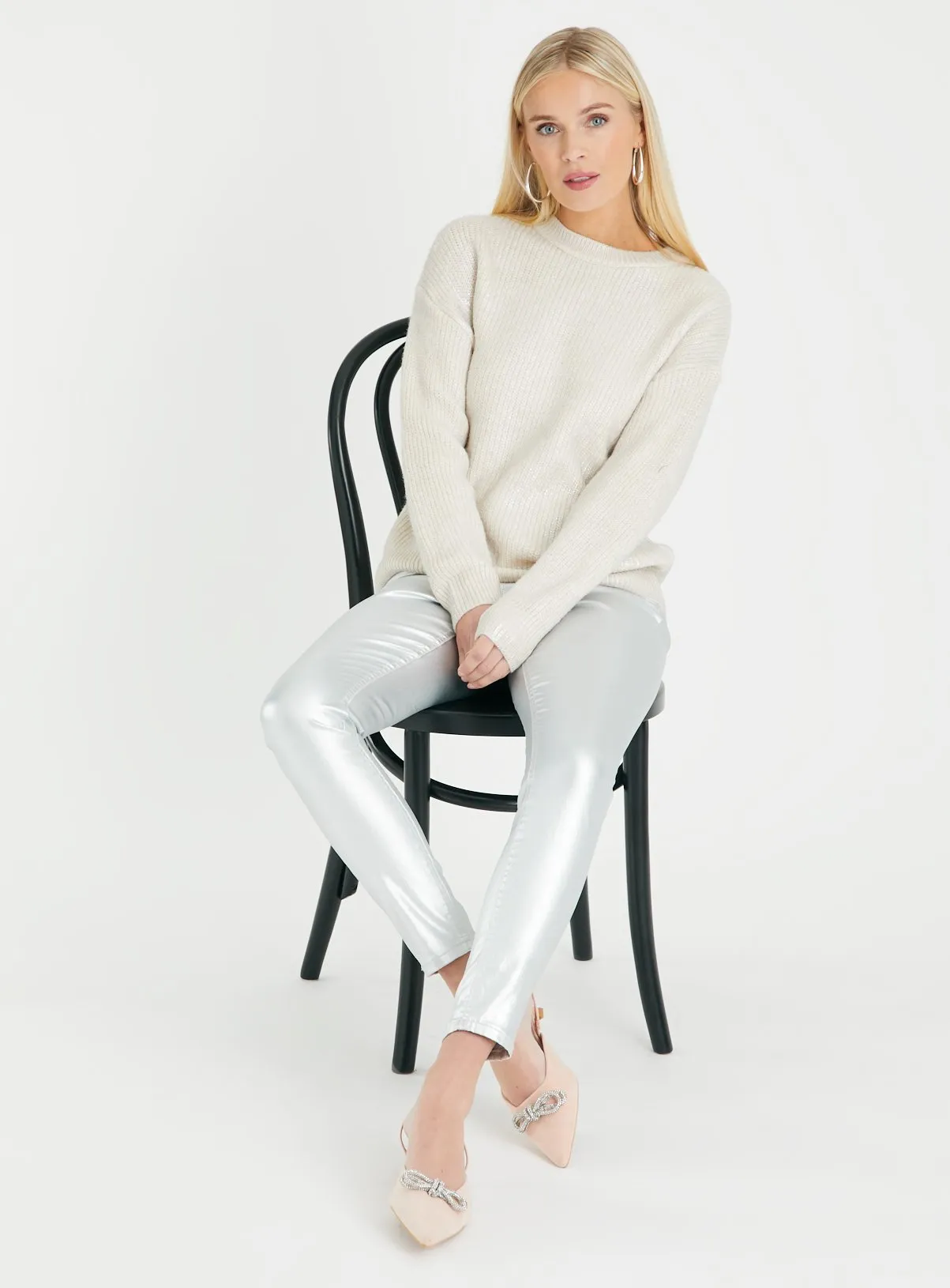 Metallic Cream Crew Neck Jumper 22 - Buy Online from Tu - Jumpers