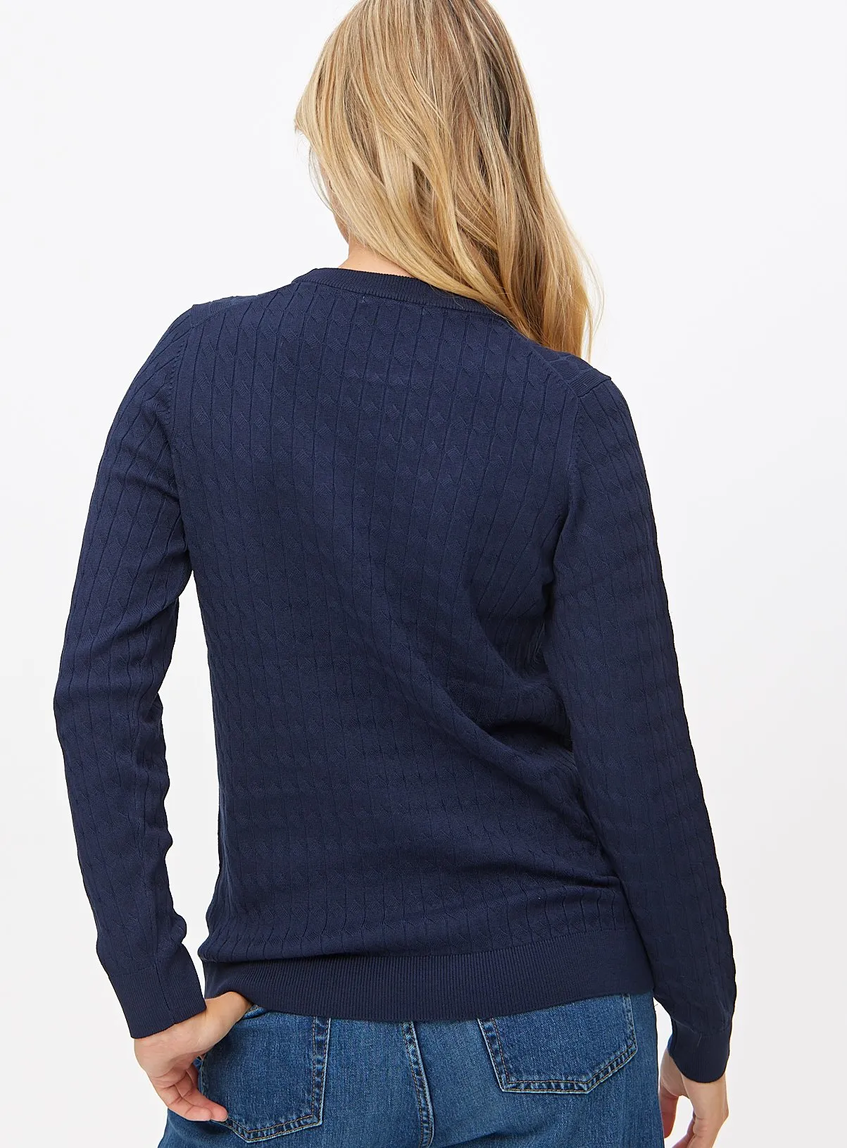 Navy Cable Detail Crew Neck Jumper for Women | Size 16 | Tu Clothing