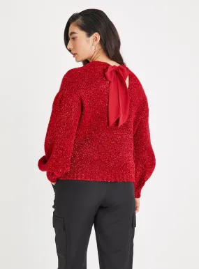 Red Tinsel Back Bow Tie Jumper 20 - Shop Jumpers at Tu