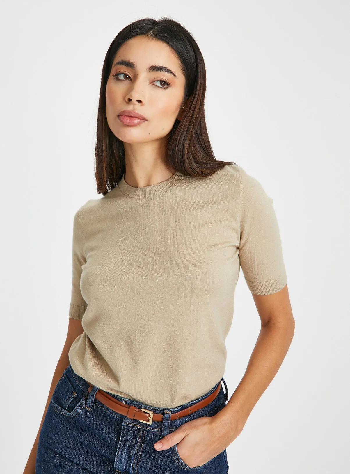 Stone Soft Touch Short Sleeve Jumper 8 - Shop Jumpers at Tu