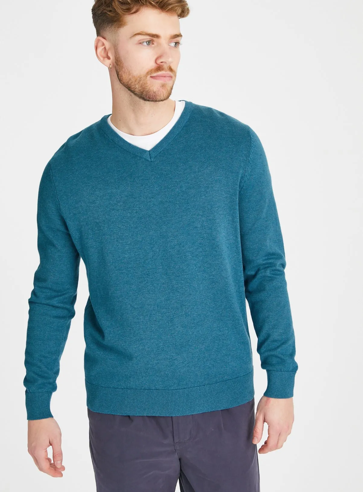 Buy Teal V-Neck Cotton Jumper XL | Jumpers and cardigans | Tu