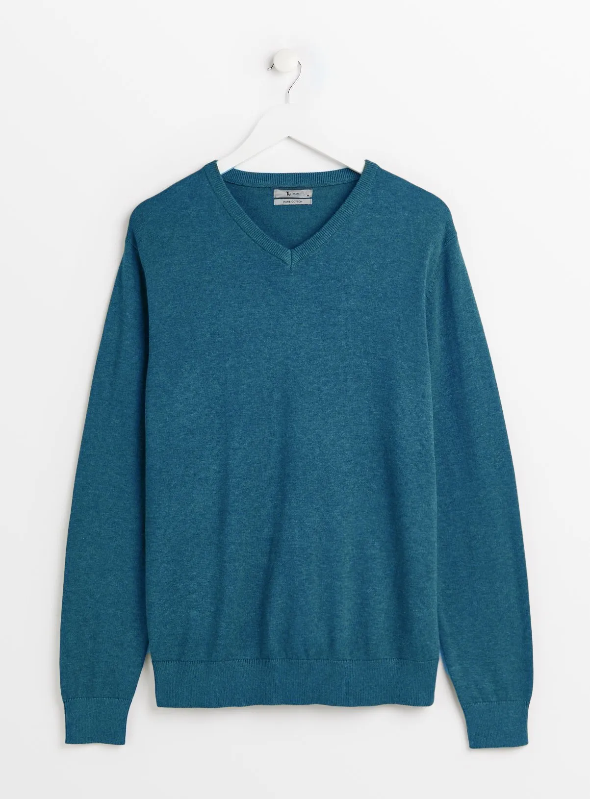 Buy Teal V-Neck Cotton Jumper XL | Jumpers and cardigans | Tu