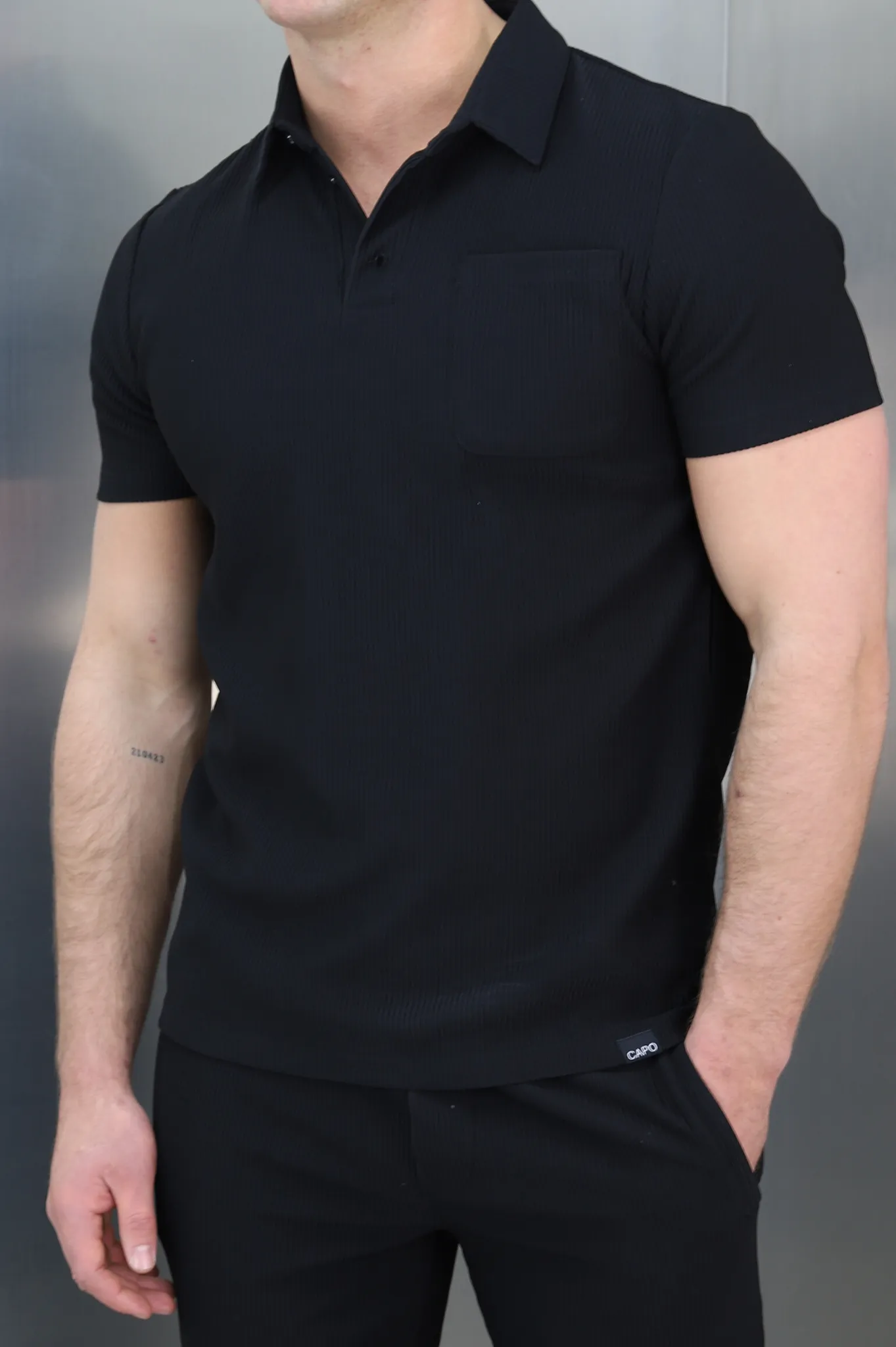 Black Capo PLEAT Polo Shirt