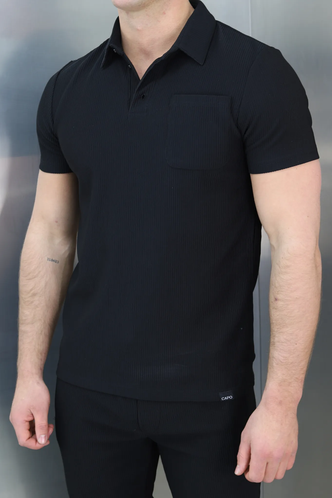 Black Capo PLEAT Polo Shirt