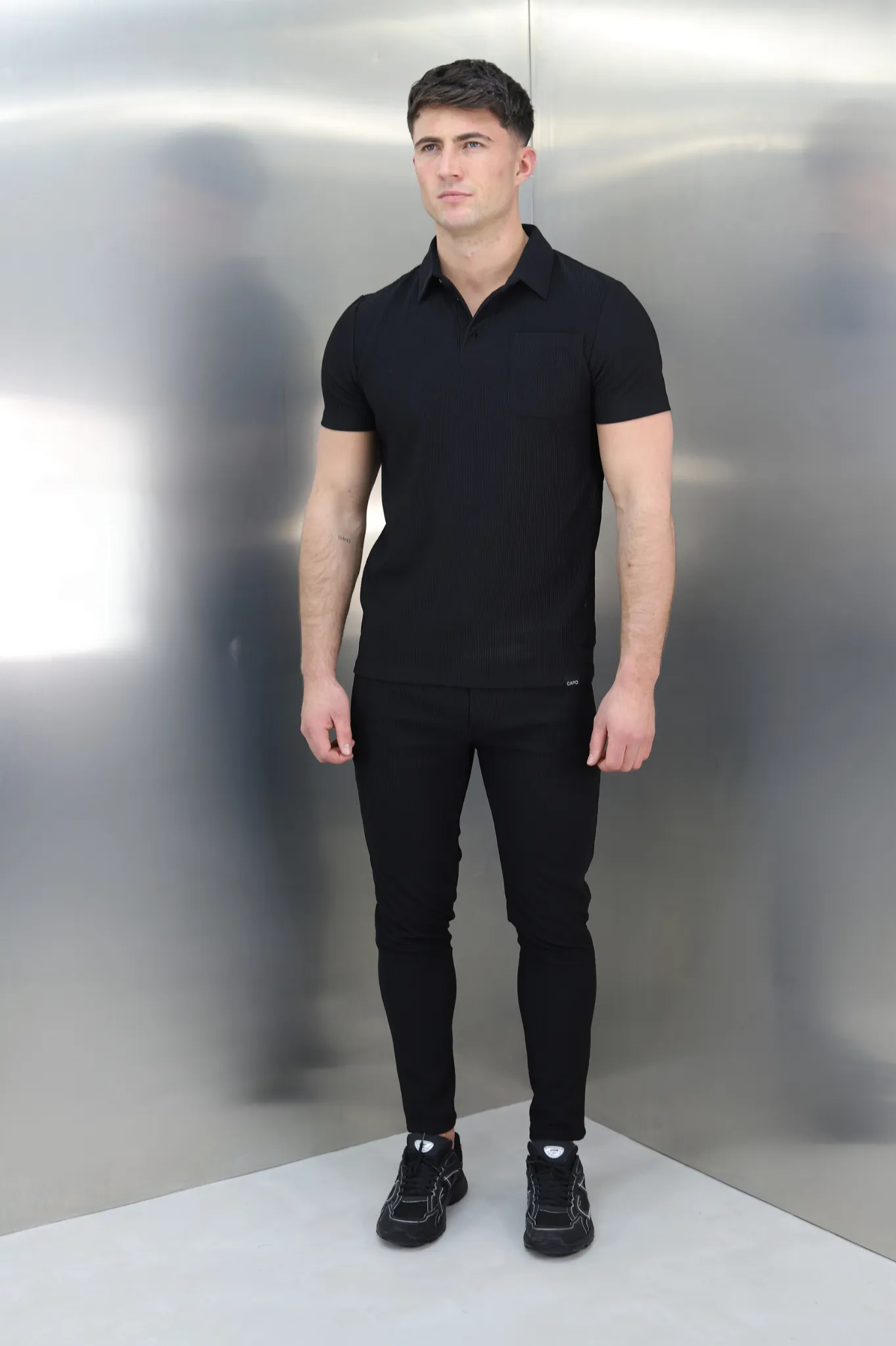 Black Capo PLEAT Polo Shirt