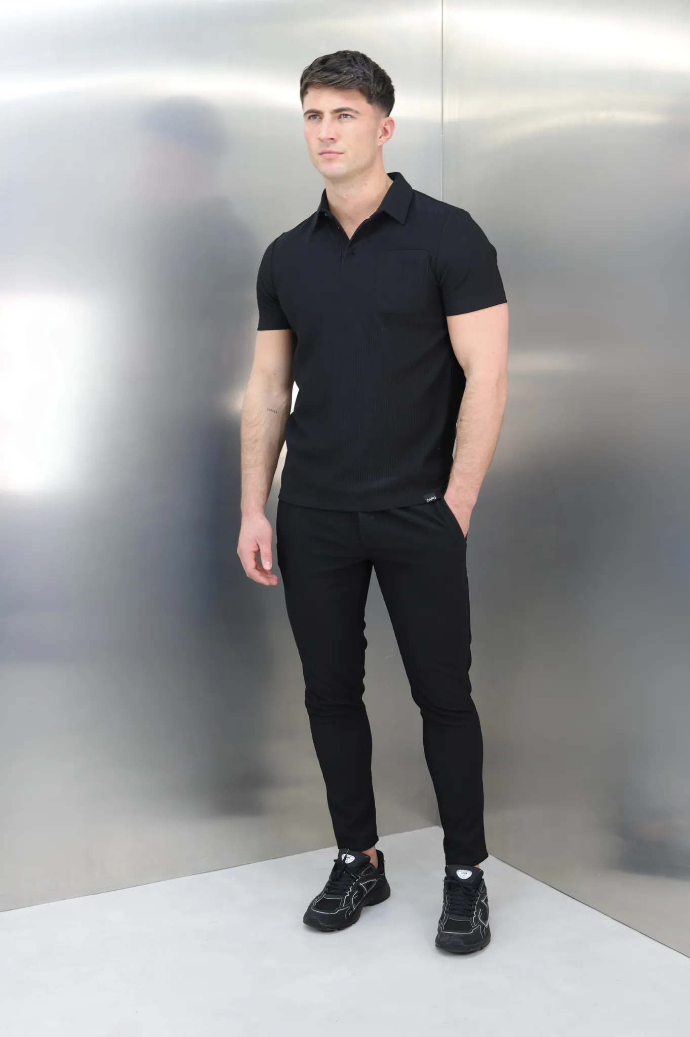 Black Capo PLEAT Polo Shirt