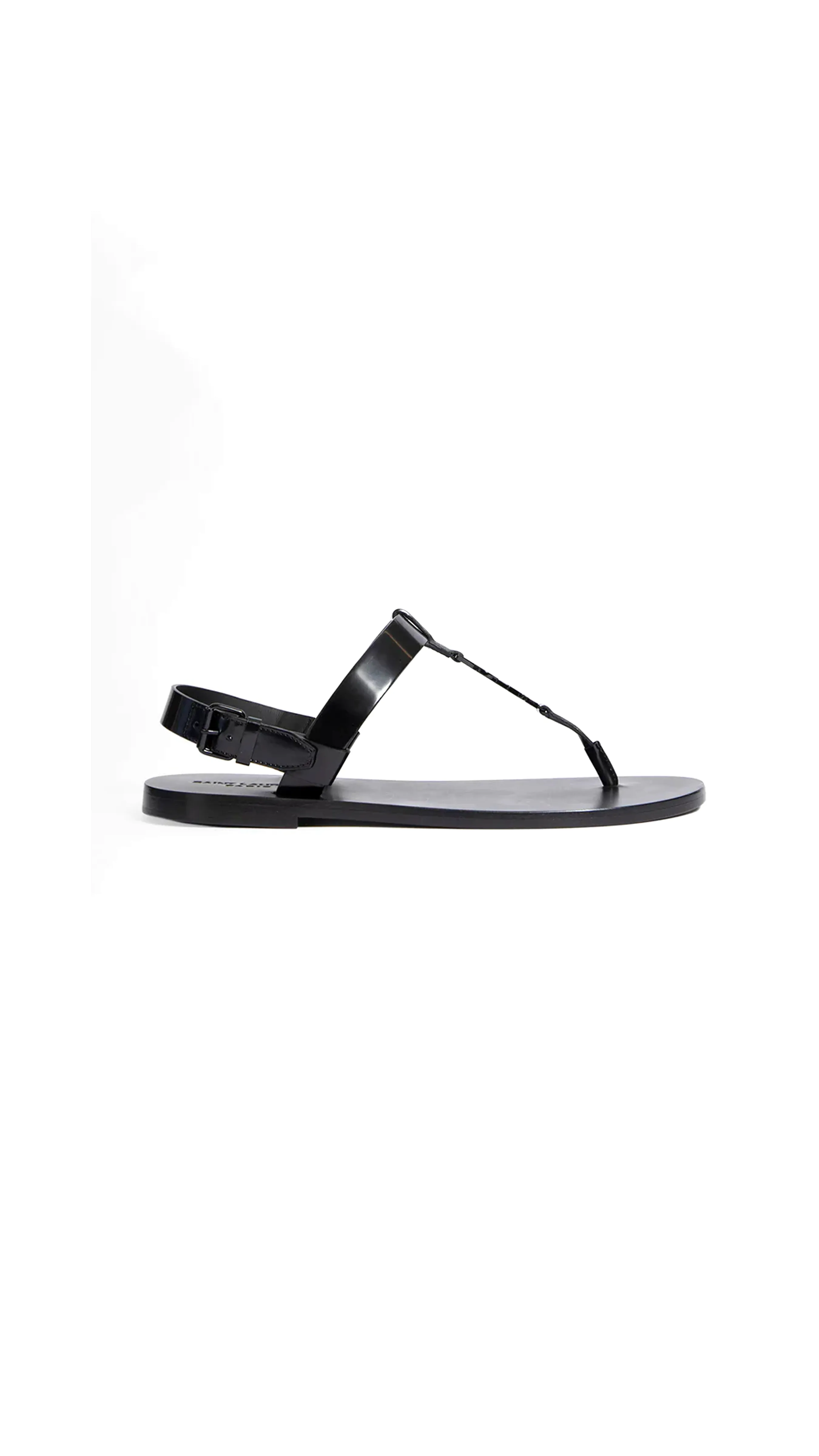 Cassandre Glazed Leather Sandals - Black