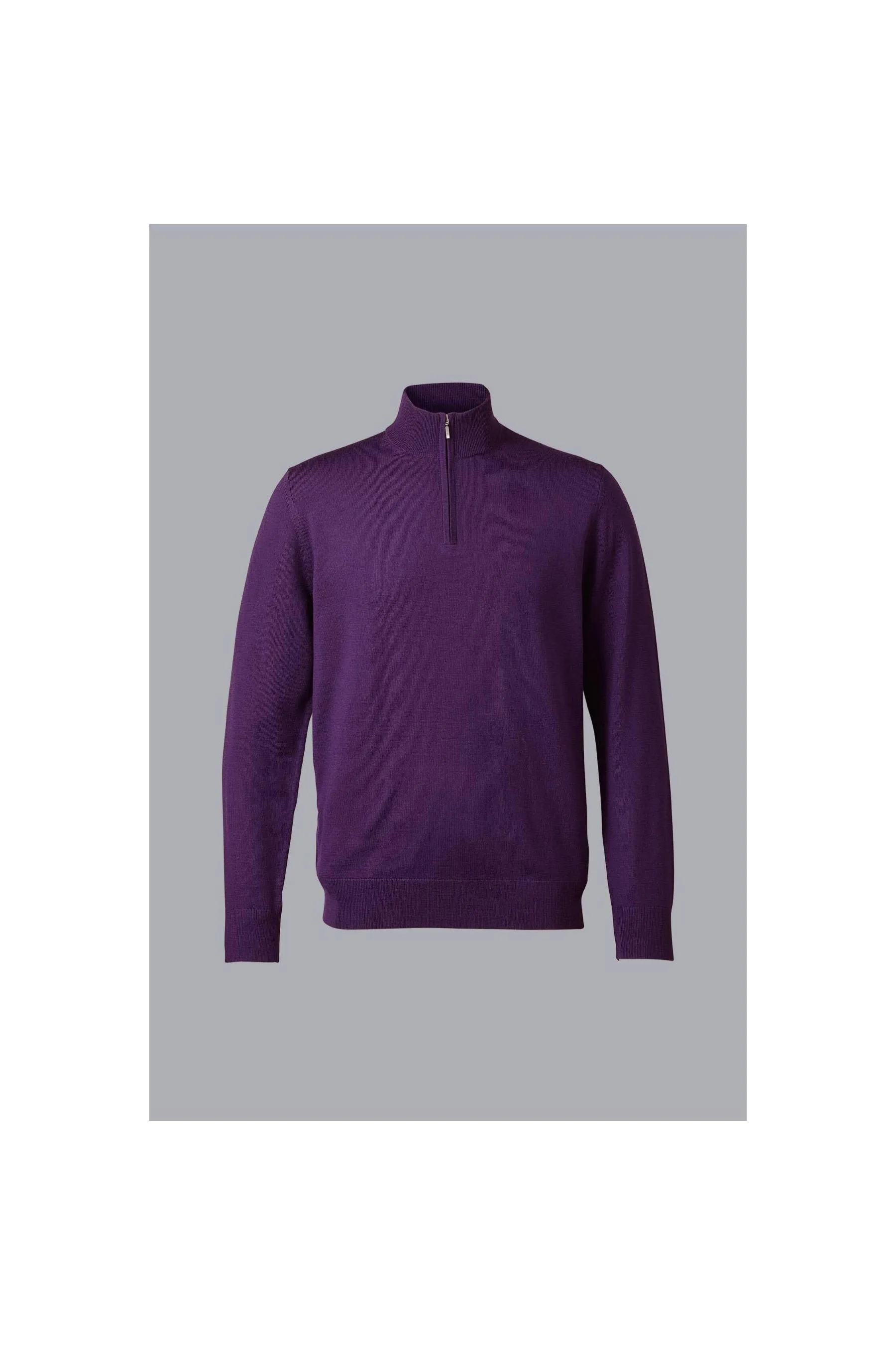 CHARLES TYRWHITT Purple Pure Merino Zip Neck Jumper  Purple Men Jumpers