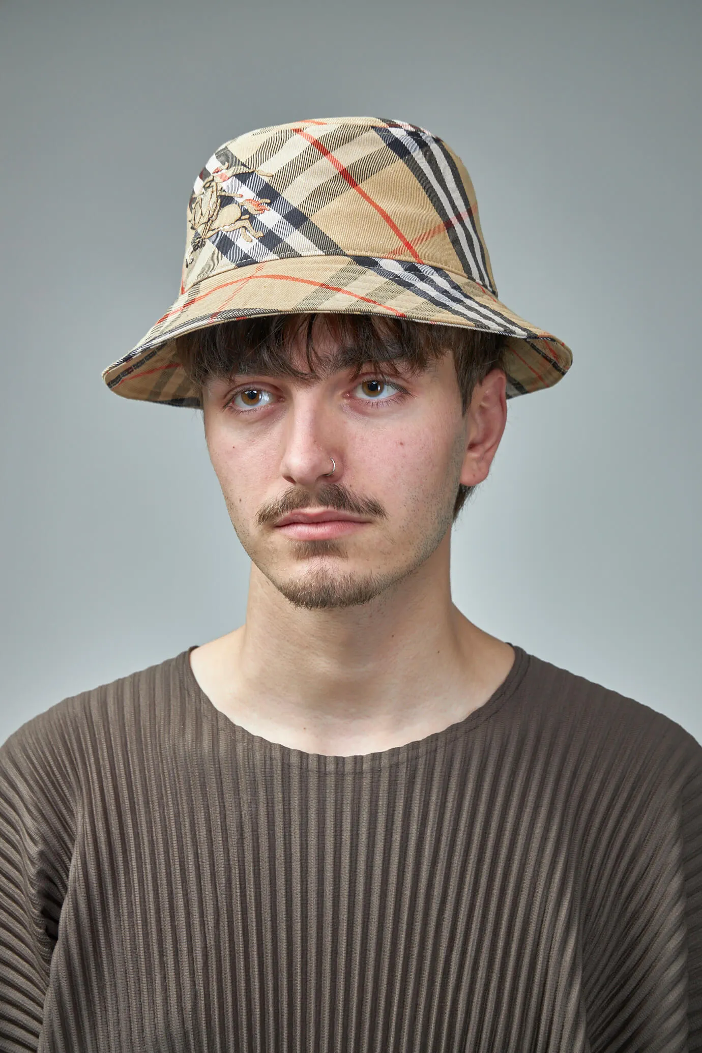 Check Cotton Blend Bucket Hat