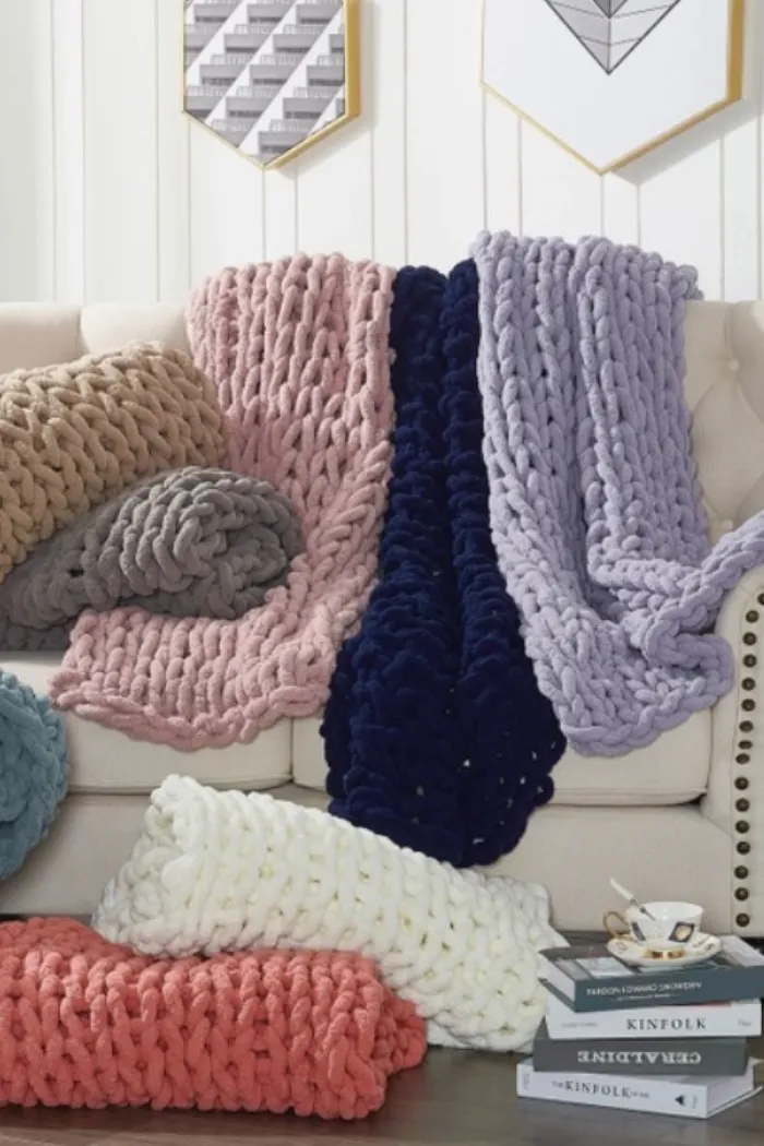 Chenille Chunky Knit Throws