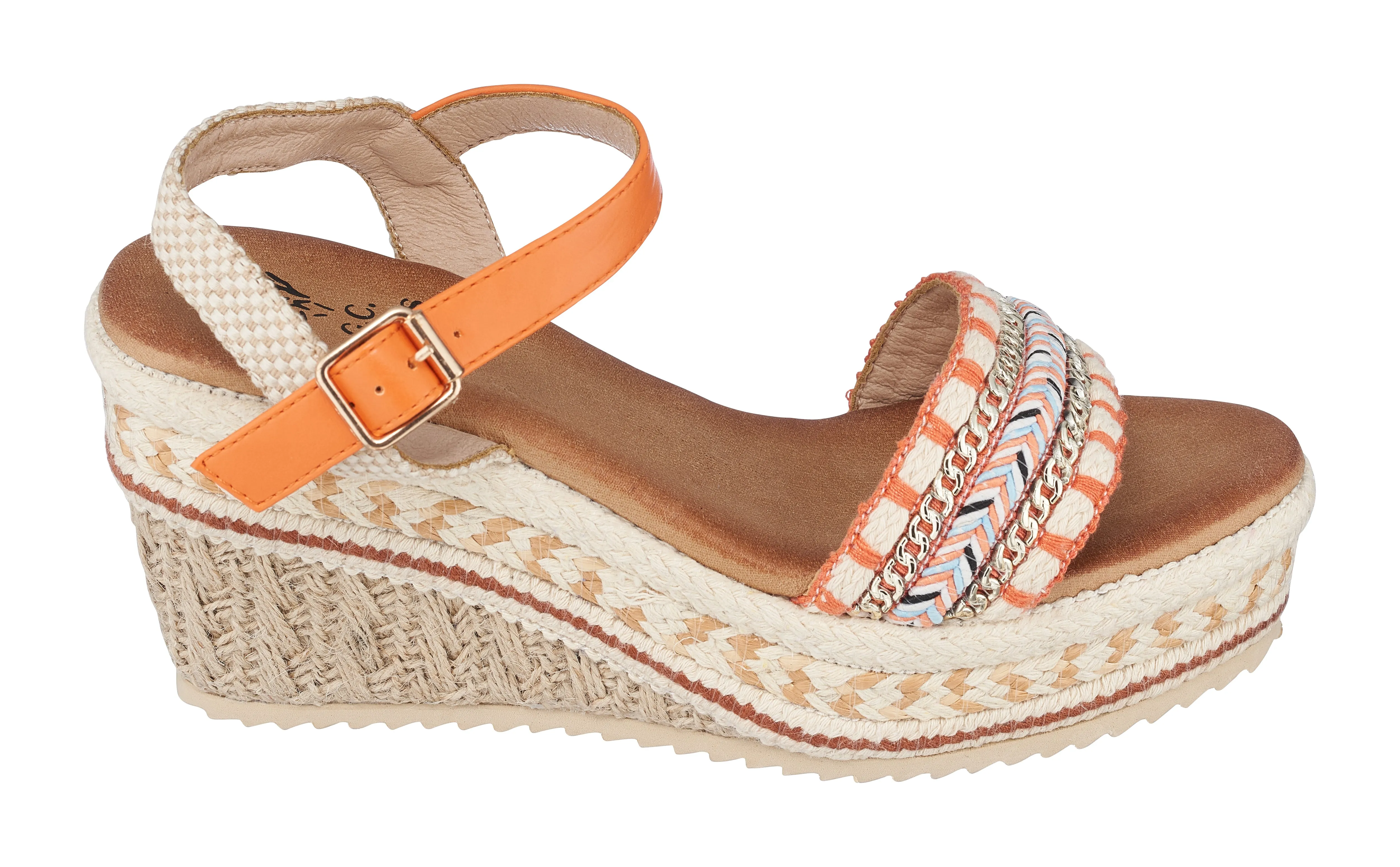 Cheri Orange Platform Wedge Sandals