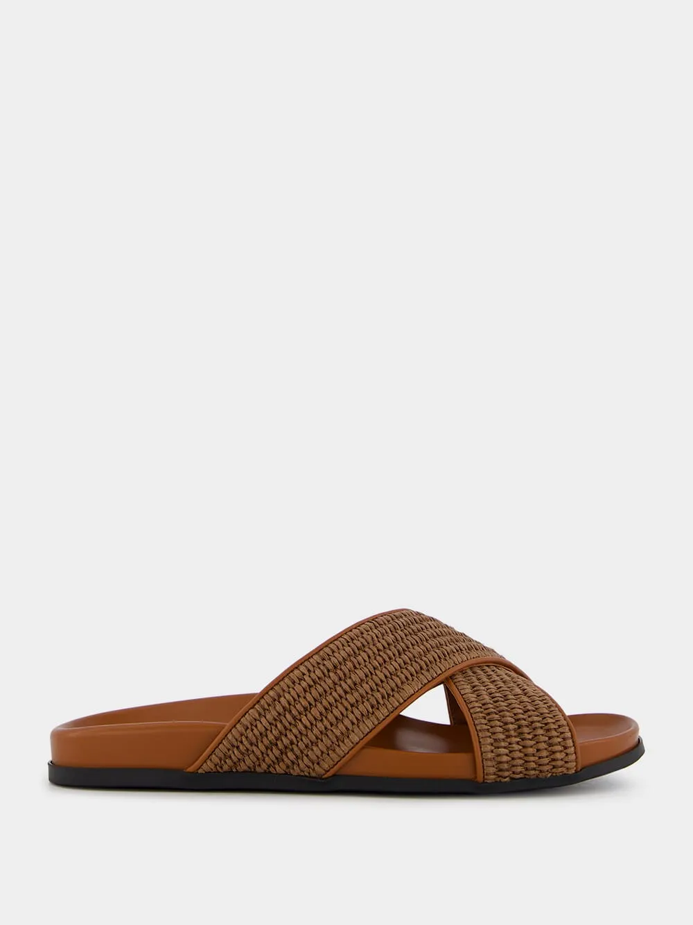 Chiltern Dark Brown Raffia Flat Sandals