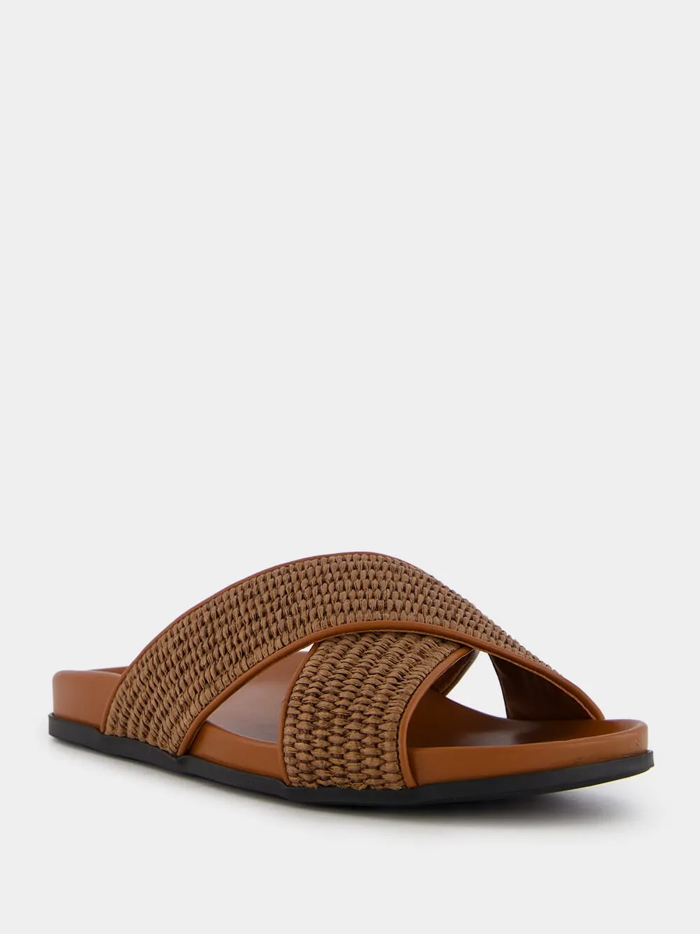 Chiltern Dark Brown Raffia Flat Sandals