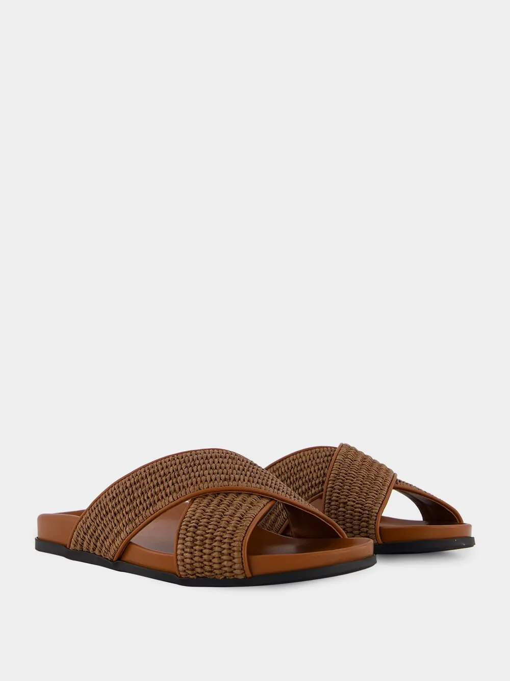 Chiltern Dark Brown Raffia Flat Sandals