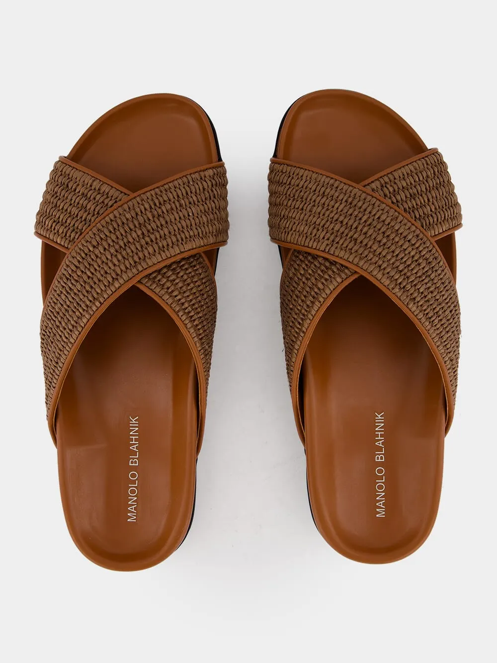 Chiltern Dark Brown Raffia Flat Sandals