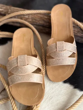 Cindy Sparkly Nude Slides*