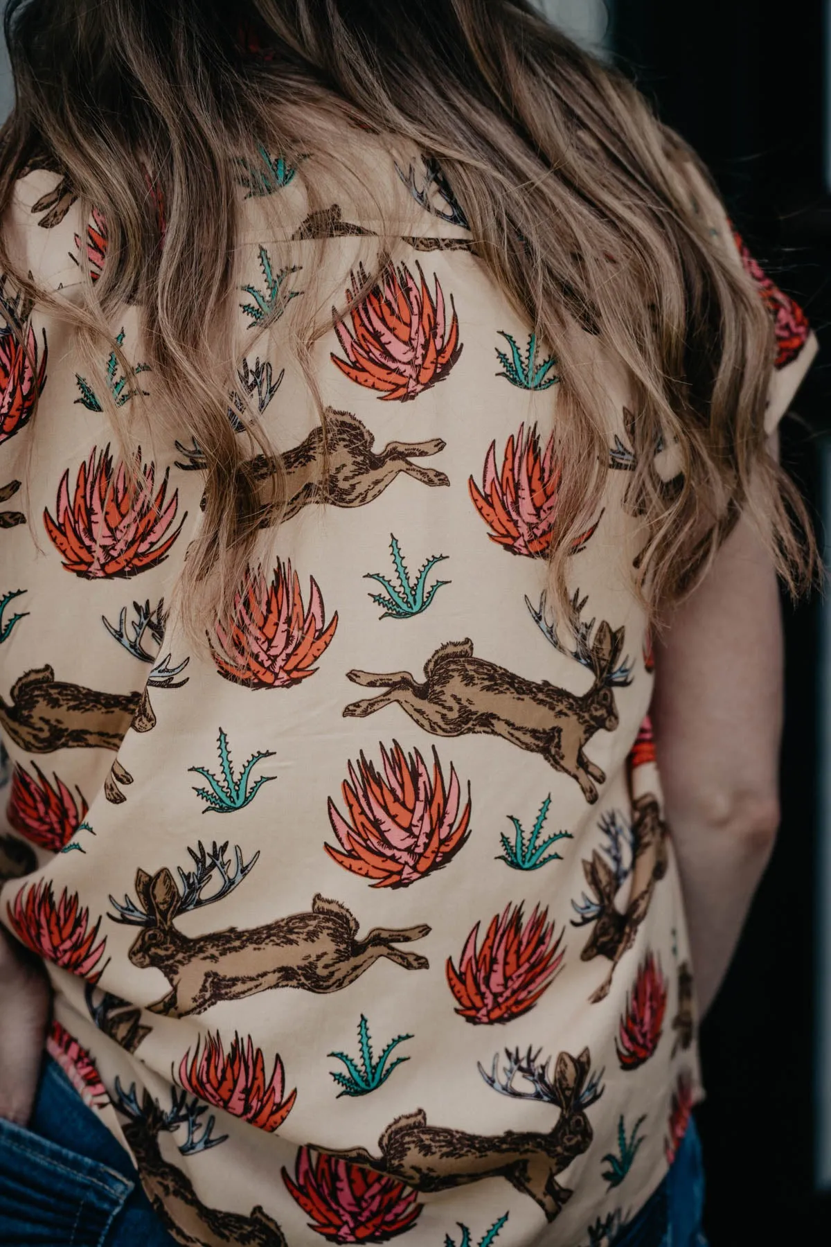 'Clovis' Jackalope Printed Short Sleeve Collared Shirt (S Only)