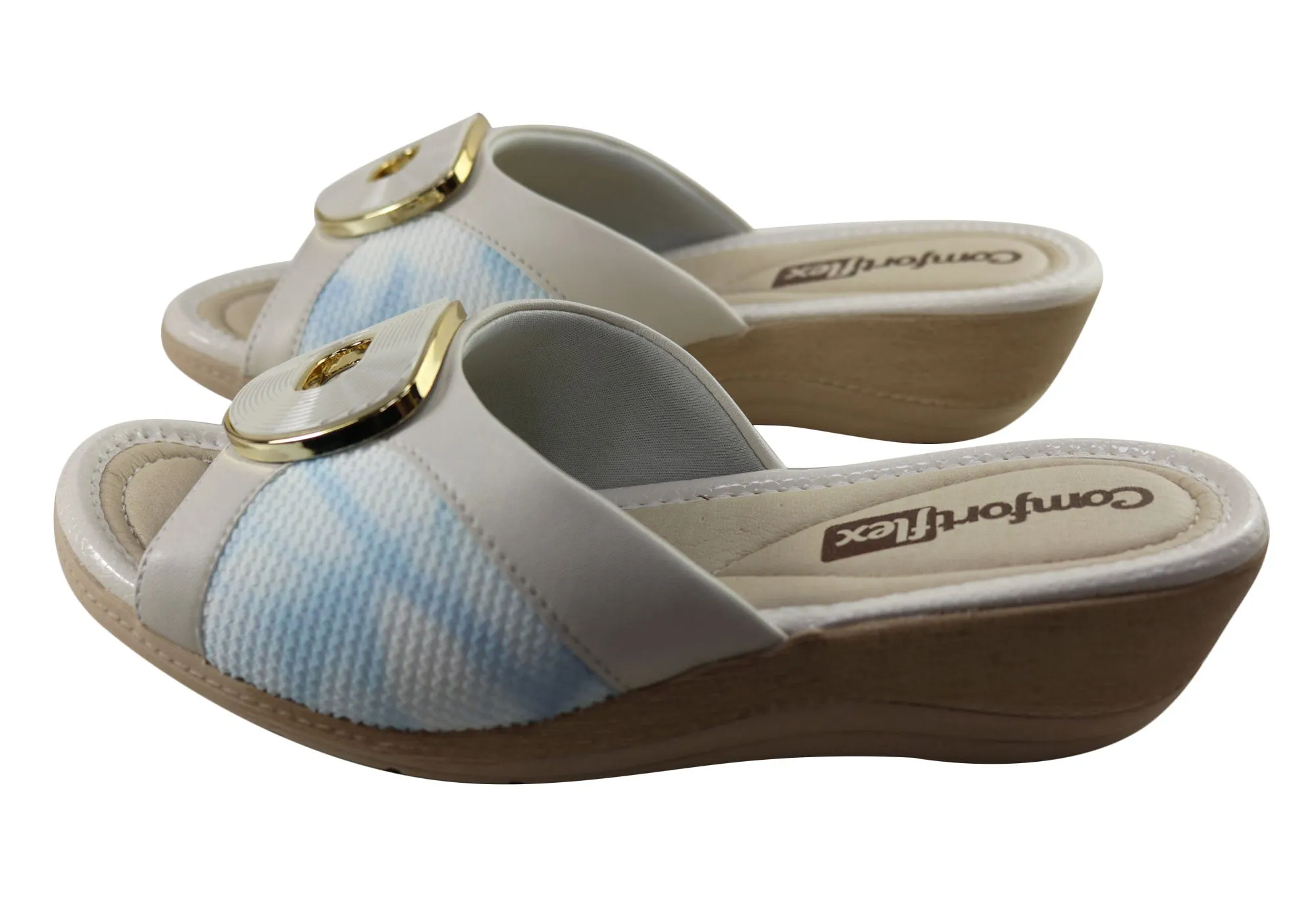 Comfortflex Hilda Womens Comfort Wedge Slides Sandals Made In Brazil