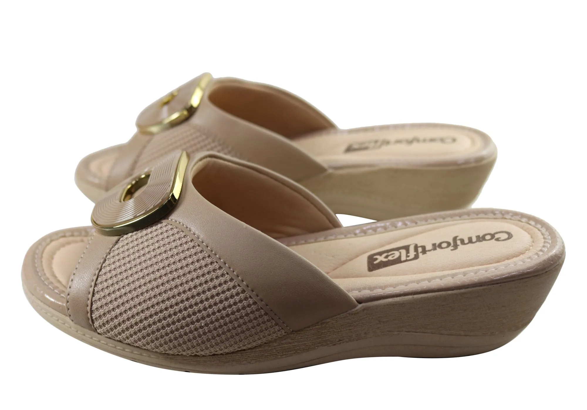 Comfortflex Hilda Womens Comfort Wedge Slides Sandals Made In Brazil