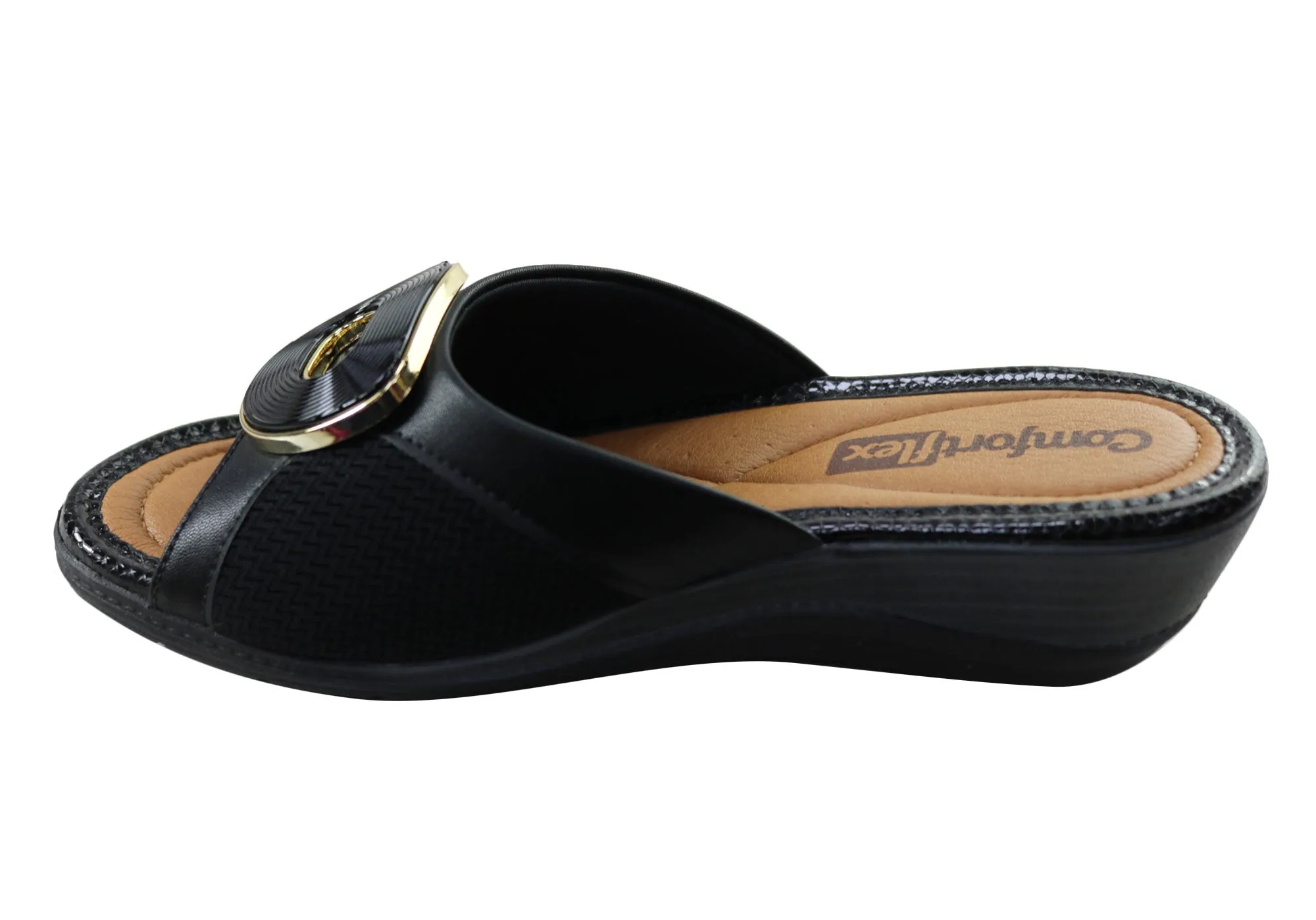 Comfortflex Hilda Womens Comfort Wedge Slides Sandals Made In Brazil