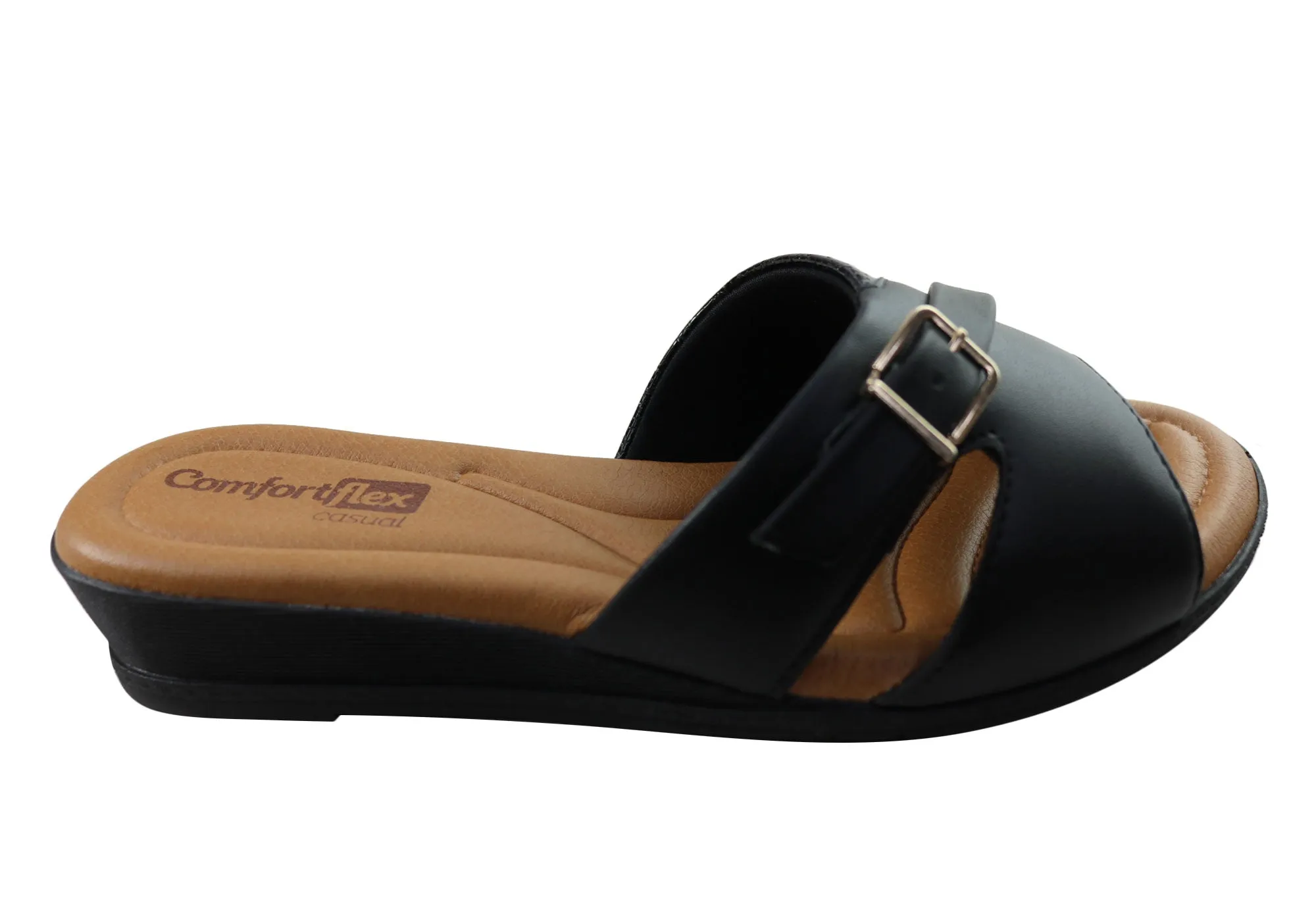 Comfortflex Rosie Womens Comfort Wedge Slides Sandals Made In Brazil