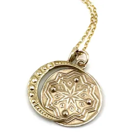 Gold Compass Moon Necklace Set