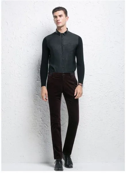 Corduroy Winter casual pants for men with fur lining