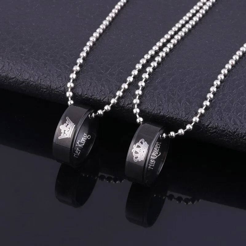 Couple's Royalty Ring Necklace Set