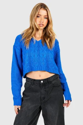 Crop Jumper with Cable Knit Hood - Shop Jumpers & Cardigans Online from boohoo