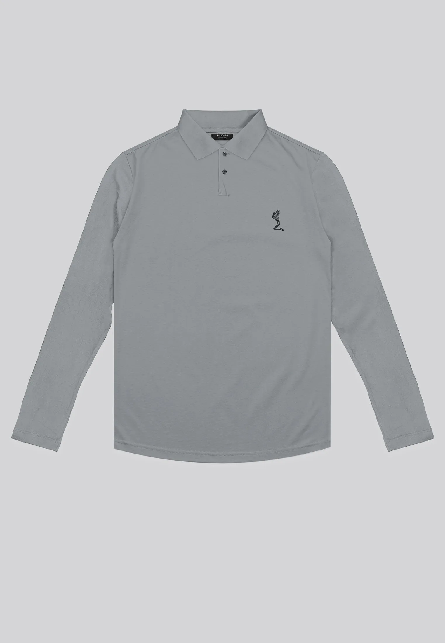 CURVED HEM LS SLATE POLO