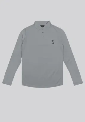 CURVED HEM LS SLATE POLO