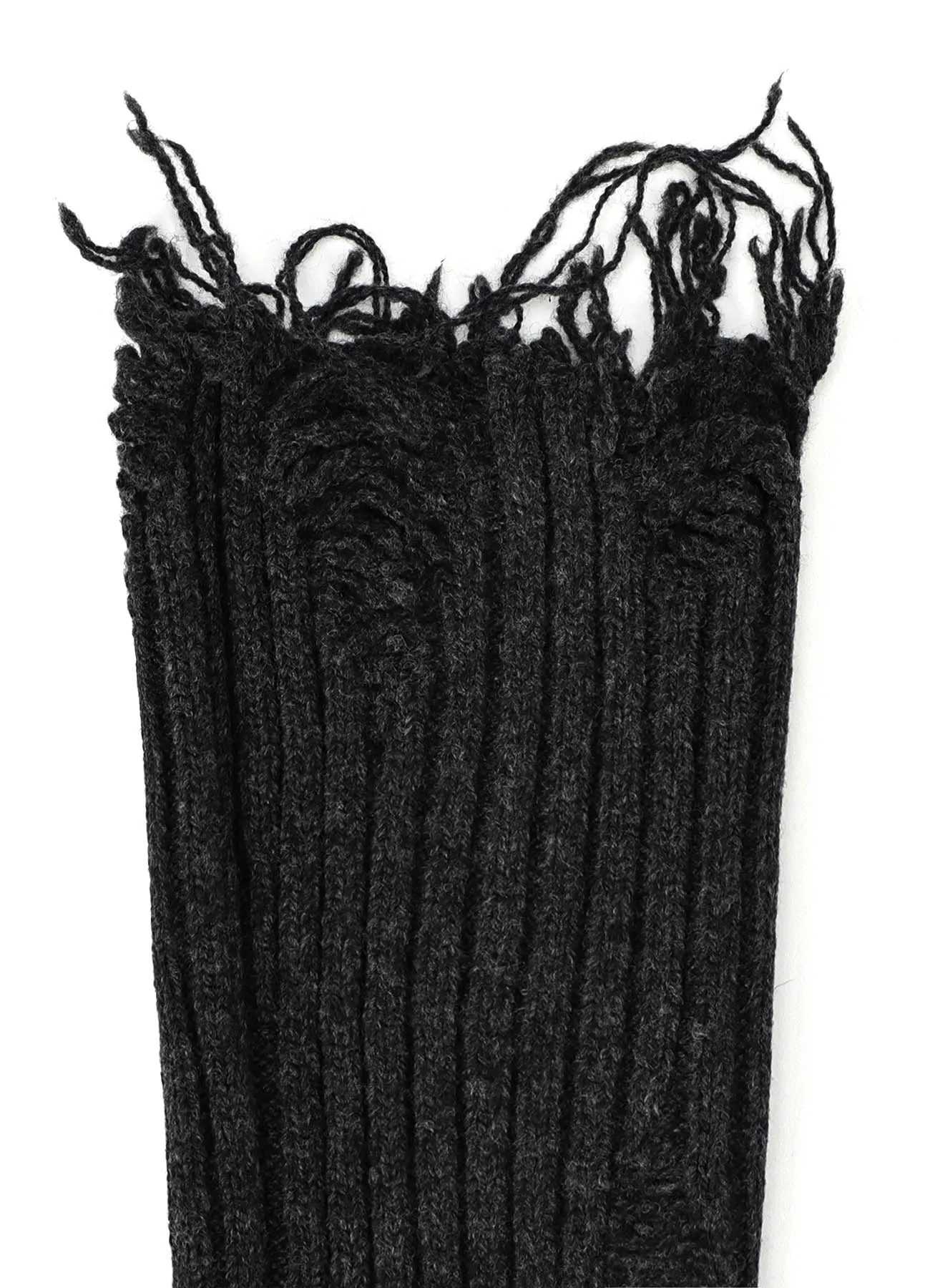 DAMAGED RIBBED KNIT 2WAY WARMER