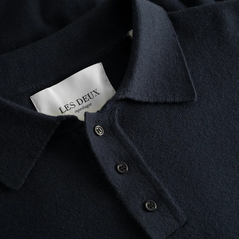 Dark Navy Frankie Cashton Knit Polo Shirt