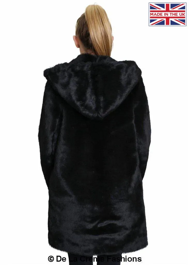 De La Creme - Women's Luxury Faux Fur Jacket Ladies Hooded Winter Coat