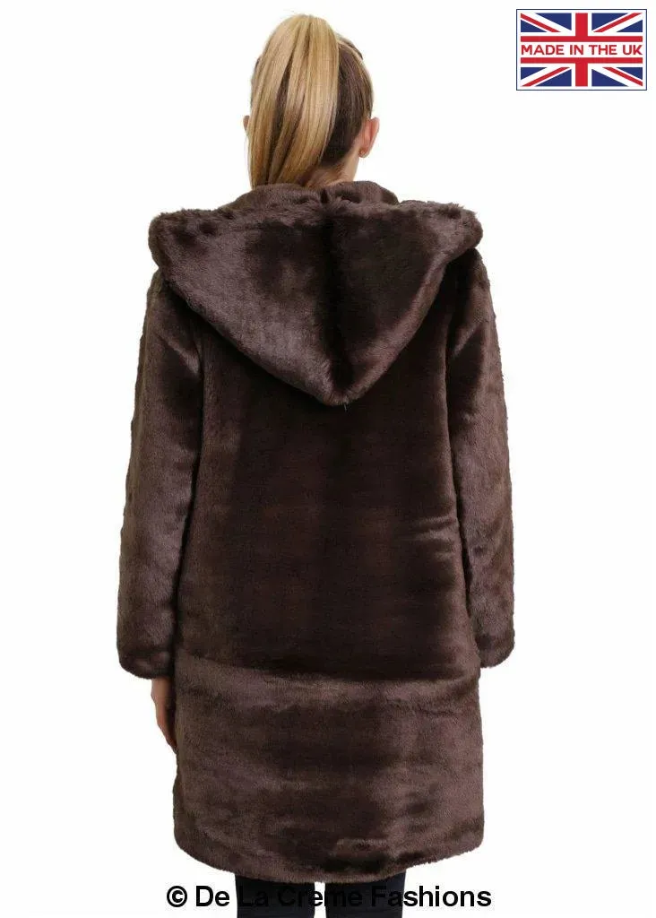 De La Creme - Women's Luxury Faux Fur Jacket Ladies Hooded Winter Coat