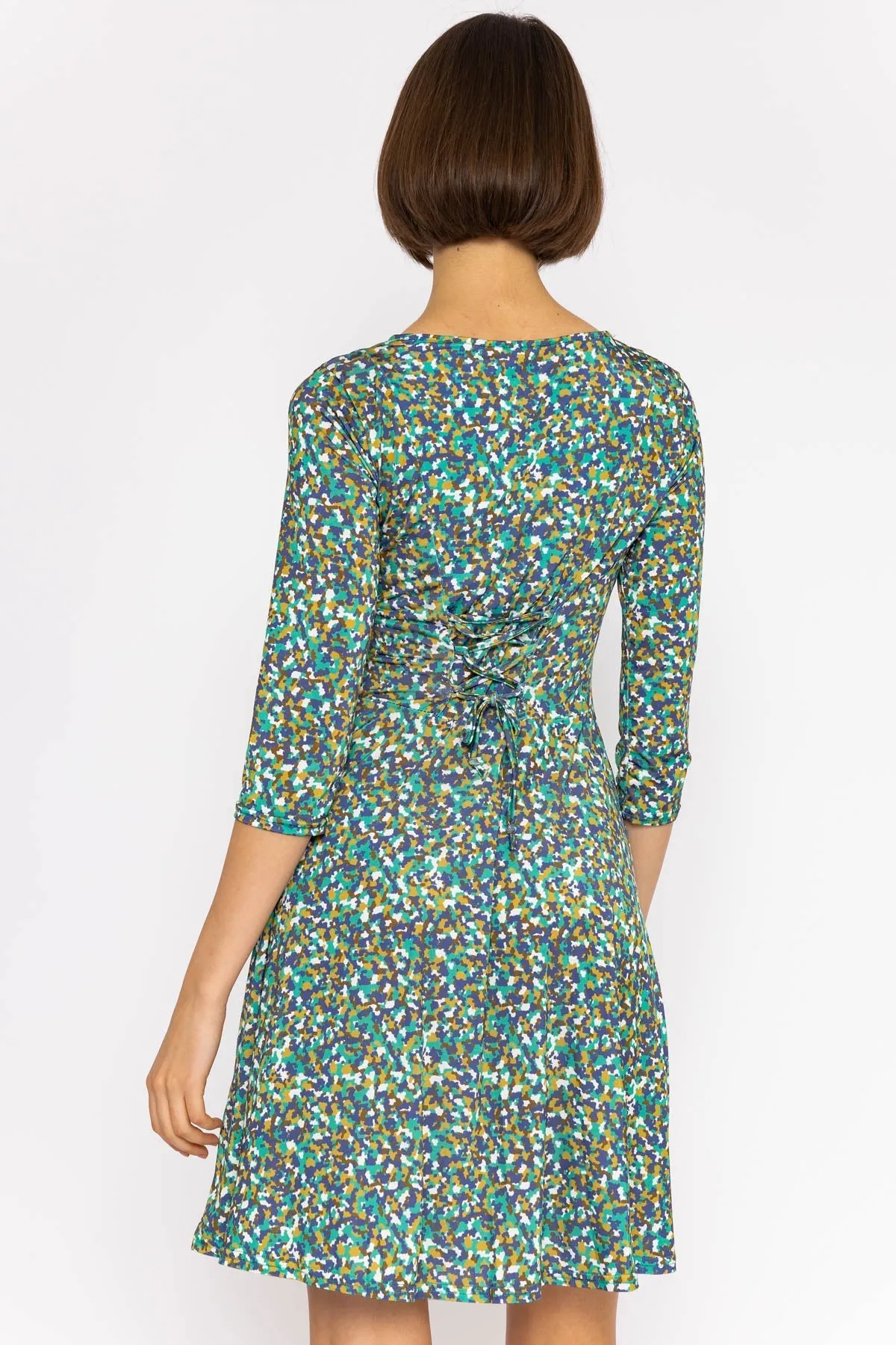 Deirdre Dress in Teal Print