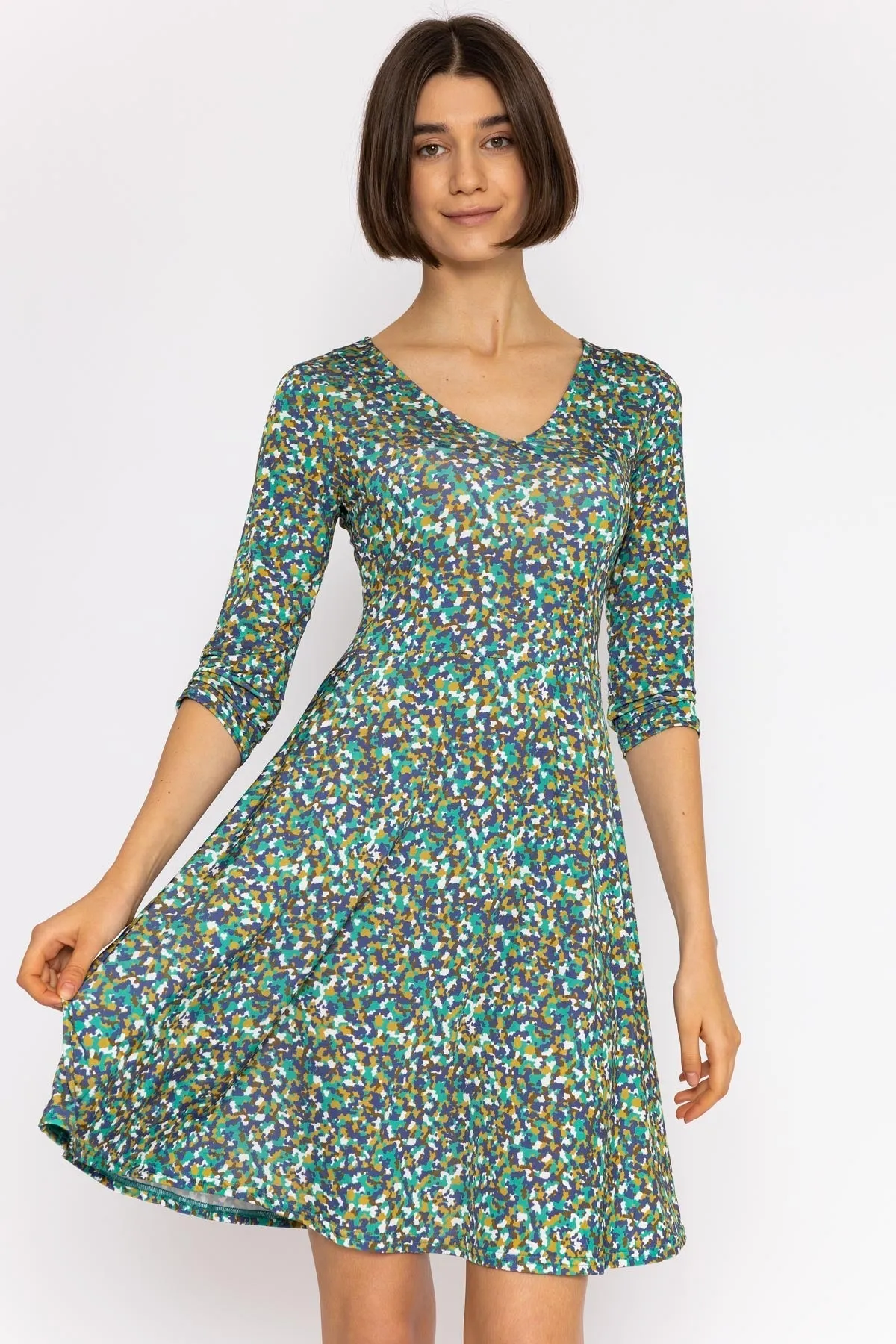 Deirdre Dress in Teal Print