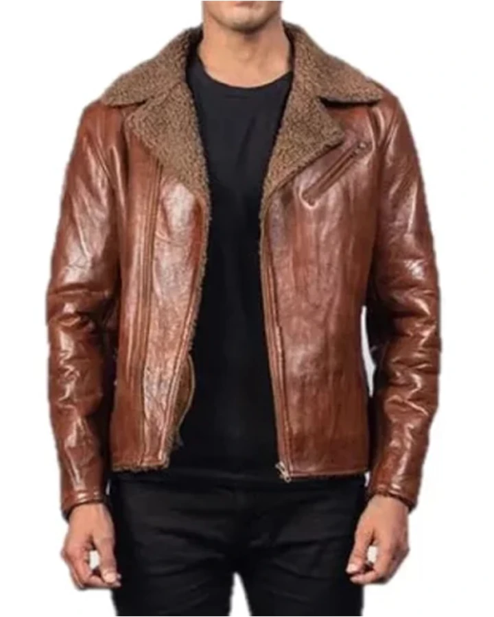 Derek Shearling Asymmetrical Zipper Biker Jacket - William Jacket