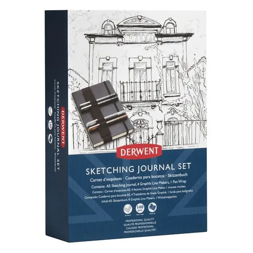 Derwent A5 Sketching Journal Book Set Graphik Line Maker Markers