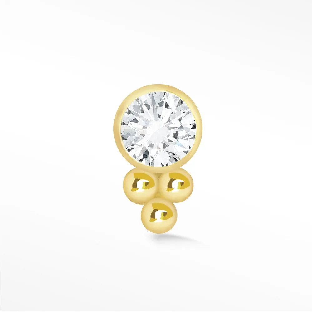 14k Yellow Diamond Flat Back Earring