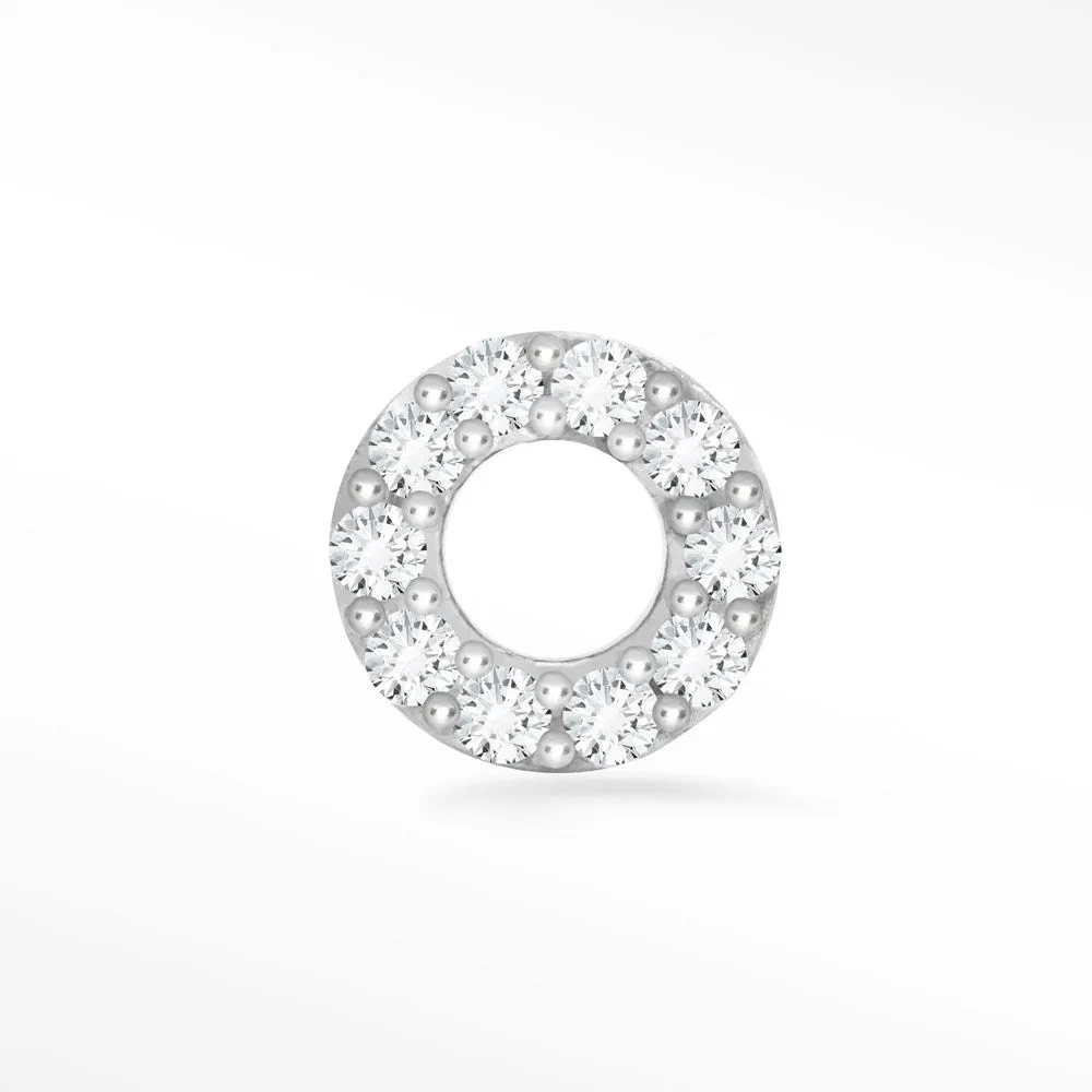 White Diamond Flat Back Earring Donut 14k